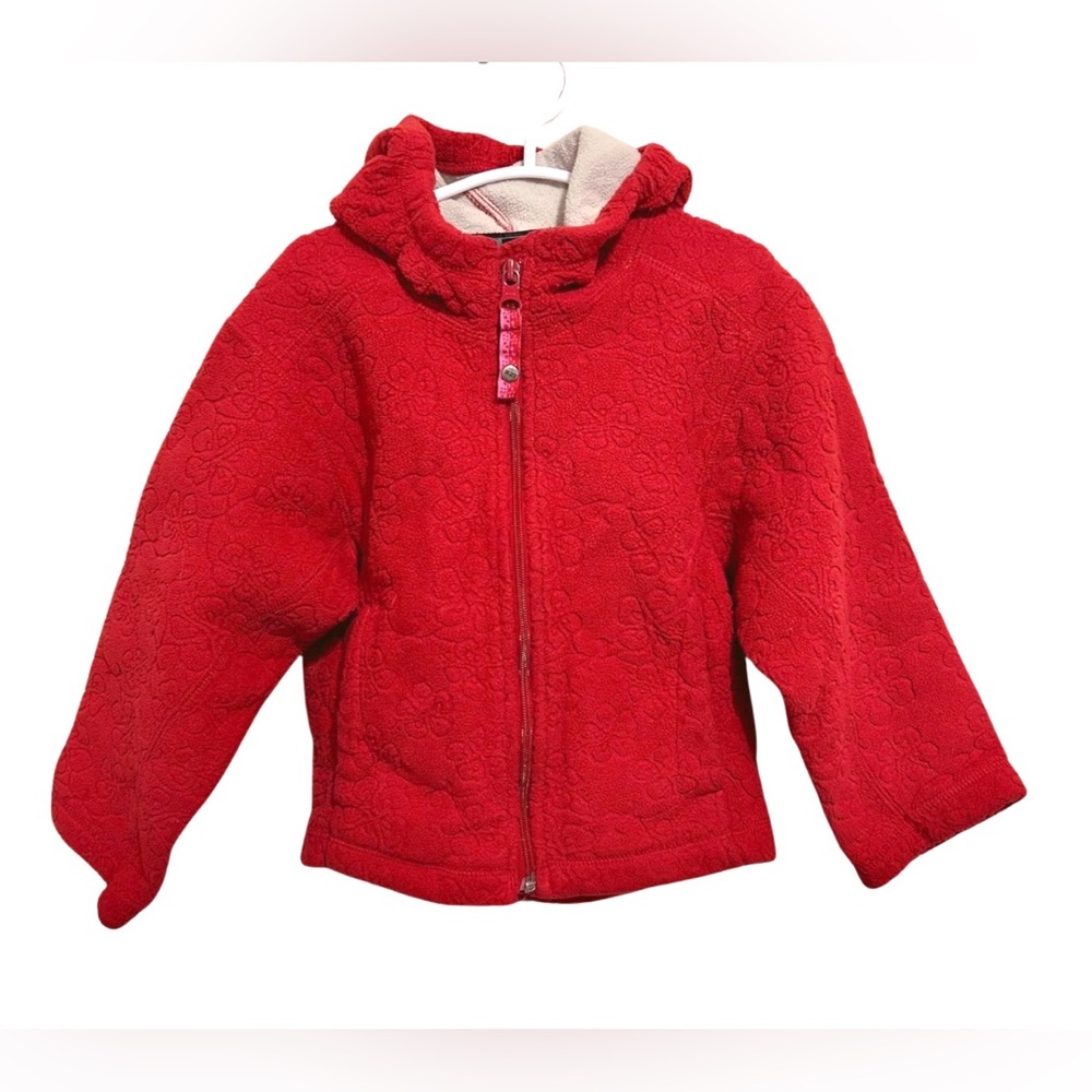 REI Floral Textured Fleece Full Zip Hooded Jacket